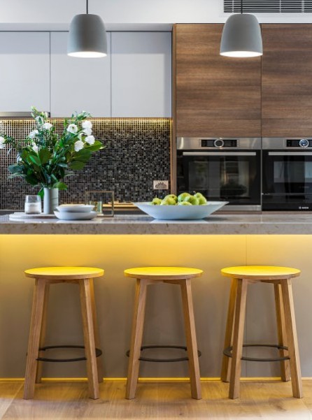 It caused more controversy than any other room on The Block and didn't earn Darren and Dea a win but how good are those 'Dome' porcelain pendant lights and Citta Design American oak stools?